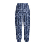Shibori Floral Pattern Print Fleece Lined Knit Pants
