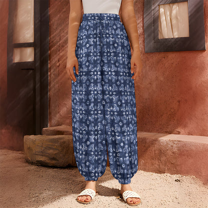 Shibori Floral Pattern Print Harem Pants