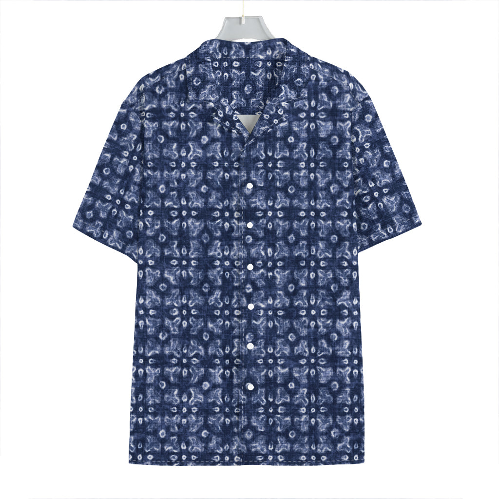 Shibori Floral Pattern Print Hawaiian Shirt
