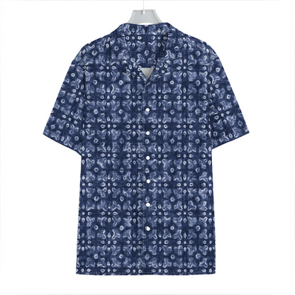 Shibori Floral Pattern Print Hawaiian Shirt