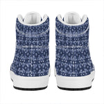 Shibori Floral Pattern Print High Top Leather Sneakers