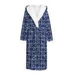 Shibori Floral Pattern Print Hooded Bathrobe