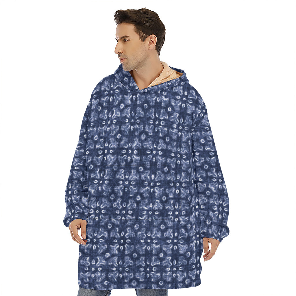 Shibori Floral Pattern Print Hoodie Blanket