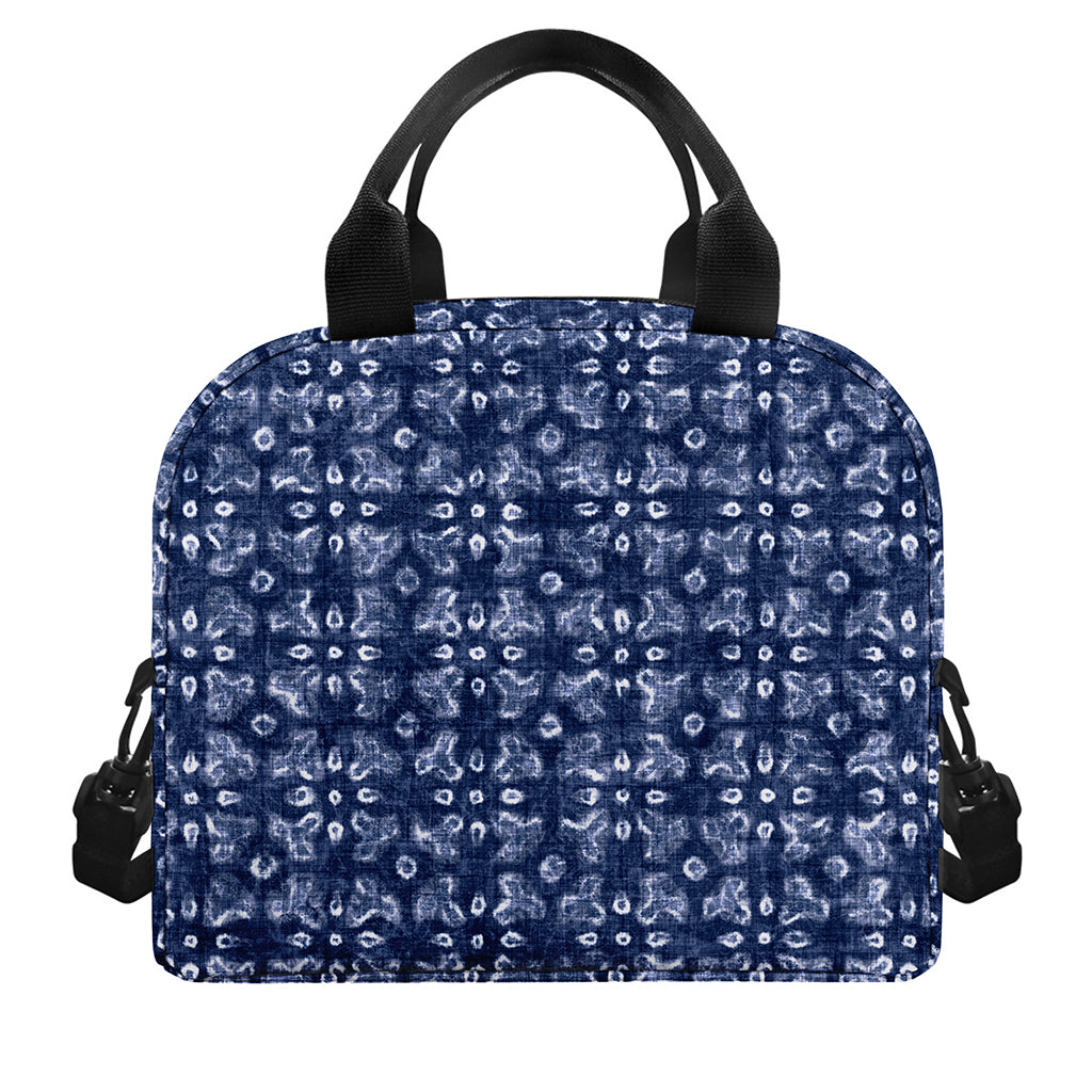 Shibori Floral Pattern Print Insulated Lunch Bag
