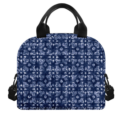 Shibori Floral Pattern Print Insulated Lunch Bag