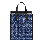 Shibori Floral Pattern Print Insulated Lunch Tote