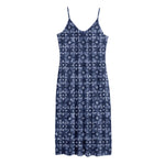 Shibori Floral Pattern Print Jersey Midi Cami Dress