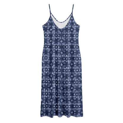 Shibori Floral Pattern Print Jersey Midi Cami Dress