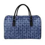 Shibori Floral Pattern Print Leather Duffle Bag