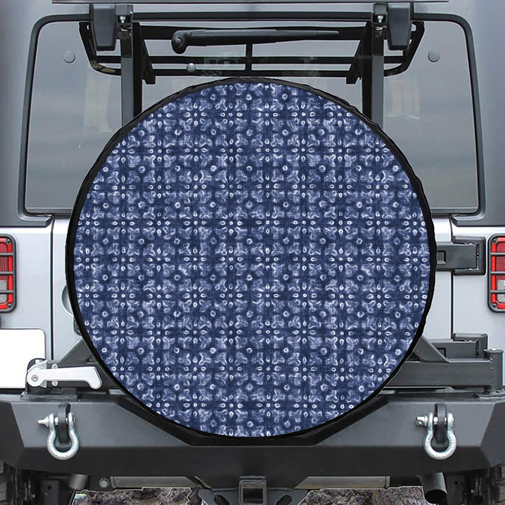 Shibori Floral Pattern Print Leather Spare Tire Cover