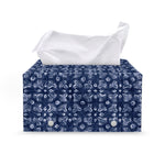 Shibori Floral Pattern Print Leather Tissue Box Cover