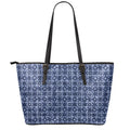 Shibori Floral Pattern Print Leather Tote Bag With Zipper