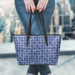 Shibori Floral Pattern Print Leather Tote Bag