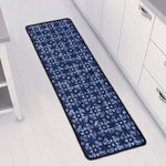 Shibori Floral Pattern Print Long Kitchen Mat