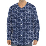 Shibori Floral Pattern Print Long Sleeve Baseball Jersey