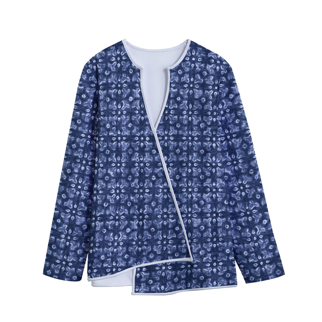 Shibori Floral Pattern Print Long Sleeve Short Coat