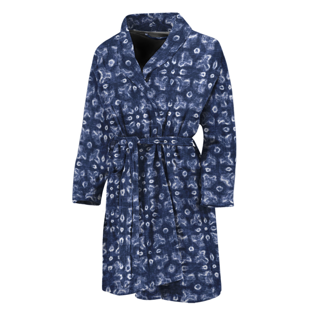 Shibori Floral Pattern Print Men's Bathrobe