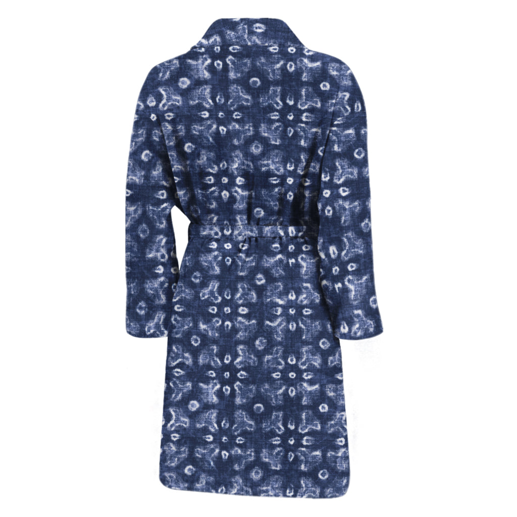 Shibori Floral Pattern Print Men's Bathrobe