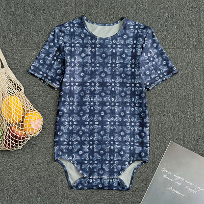 Shibori Floral Pattern Print Men's Bodysuit