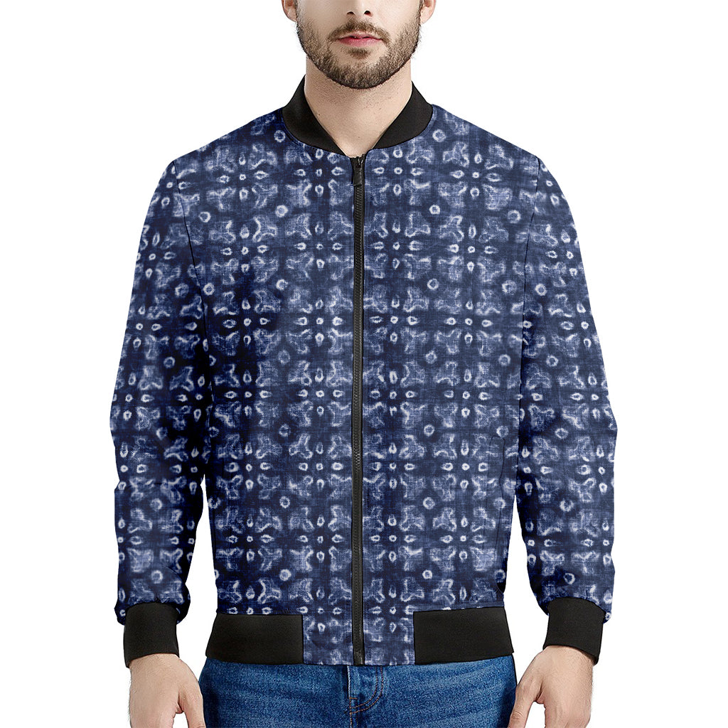 Shibori Floral Pattern Print Men's Bomber Jacket