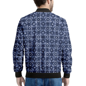 Shibori Floral Pattern Print Men's Bomber Jacket