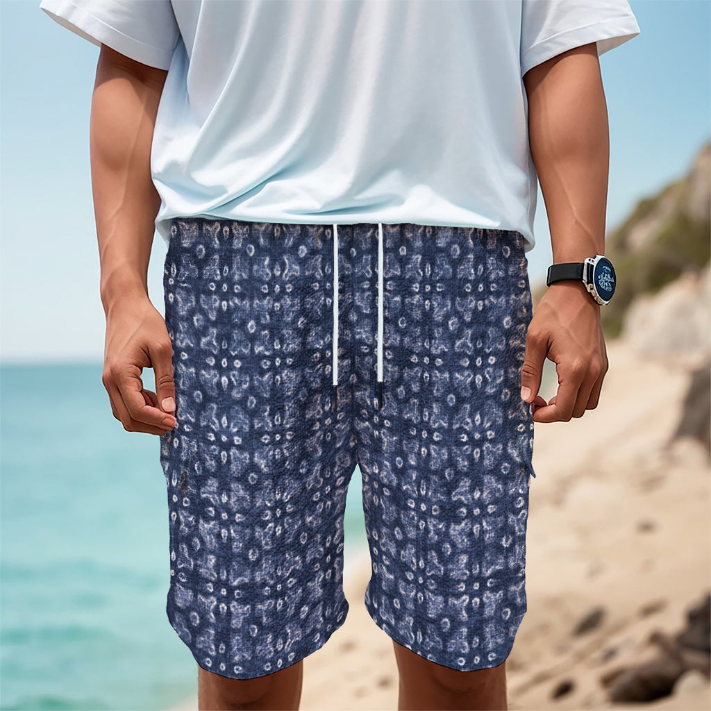 Shibori Floral Pattern Print Men's Cargo Shorts