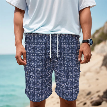 Shibori Floral Pattern Print Men's Cargo Shorts