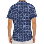 Shibori Floral Pattern Print Men's Deep V-Neck Shirt