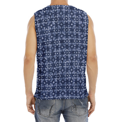 Shibori Floral Pattern Print Men's Fitness Tank Top