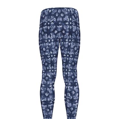 Shibori Floral Pattern Print Men's leggings