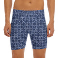 Shibori Floral Pattern Print Men's Long Boxer Briefs