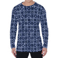 Shibori Floral Pattern Print Men's Long Sleeve T-Shirt