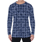 Shibori Floral Pattern Print Men's Long Sleeve T-Shirt