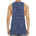 Shibori Floral Pattern Print Men's Muscle Tank Top