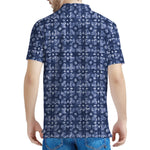 Shibori Floral Pattern Print Men's Polo Shirt