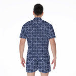 Shibori Floral Pattern Print Men's Rompers