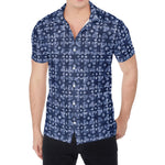 Shibori Floral Pattern Print Men's Shirt