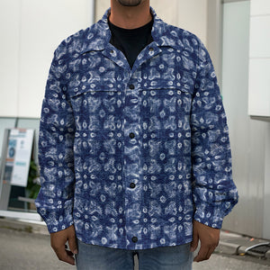 Shibori Floral Pattern Print Men's Shirt Jacket