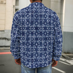 Shibori Floral Pattern Print Men's Shirt Jacket