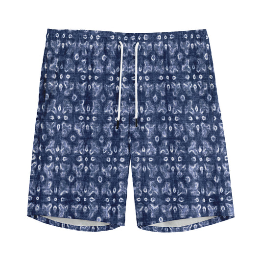 Shibori Floral Pattern Print Men's Sports Shorts