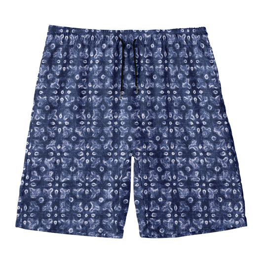 Shibori Floral Pattern Print Men's Swim Trunks