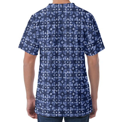 Shibori Floral Pattern Print Men's Velvet T-Shirt
