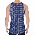 Shibori Floral Pattern Print Men's Velvet Tank Top