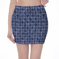 Shibori Floral Pattern Print Pencil Mini Skirt