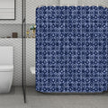 Shibori Floral Pattern Print Polyester Shower Curtain