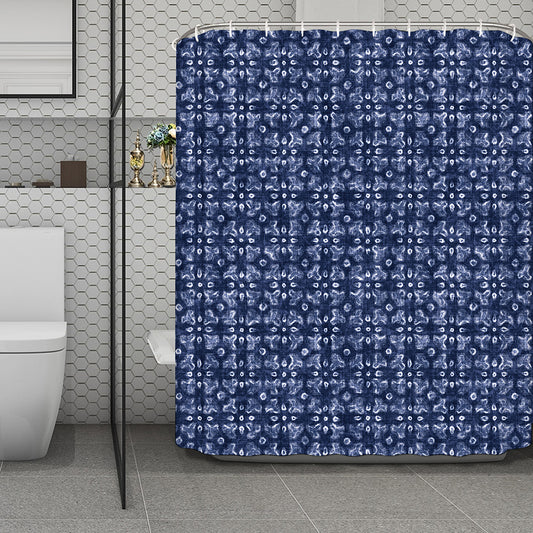 Shibori Floral Pattern Print Polyester Shower Curtain