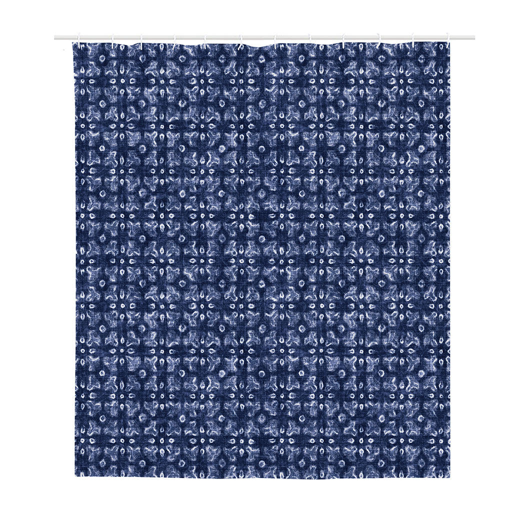 Shibori Floral Pattern Print Polyester Shower Curtain