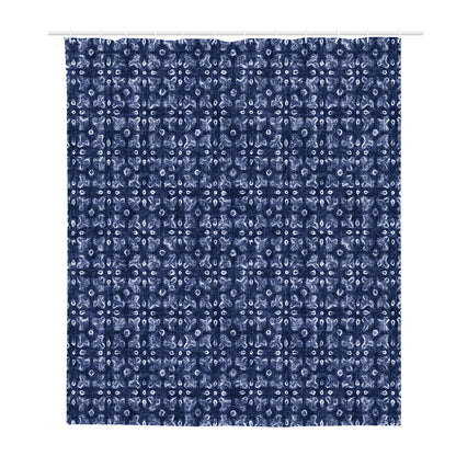 Shibori Floral Pattern Print Polyester Shower Curtain