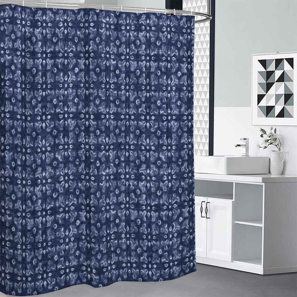 Shibori Floral Pattern Print Premium Shower Curtain
