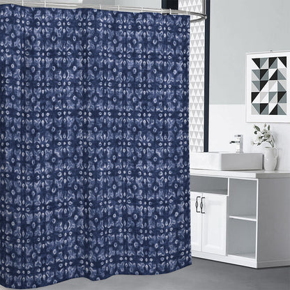Shibori Floral Pattern Print Premium Shower Curtain